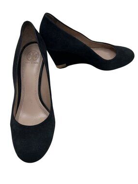 Tory Burch Black Suede Wedge Pumps size 6.5